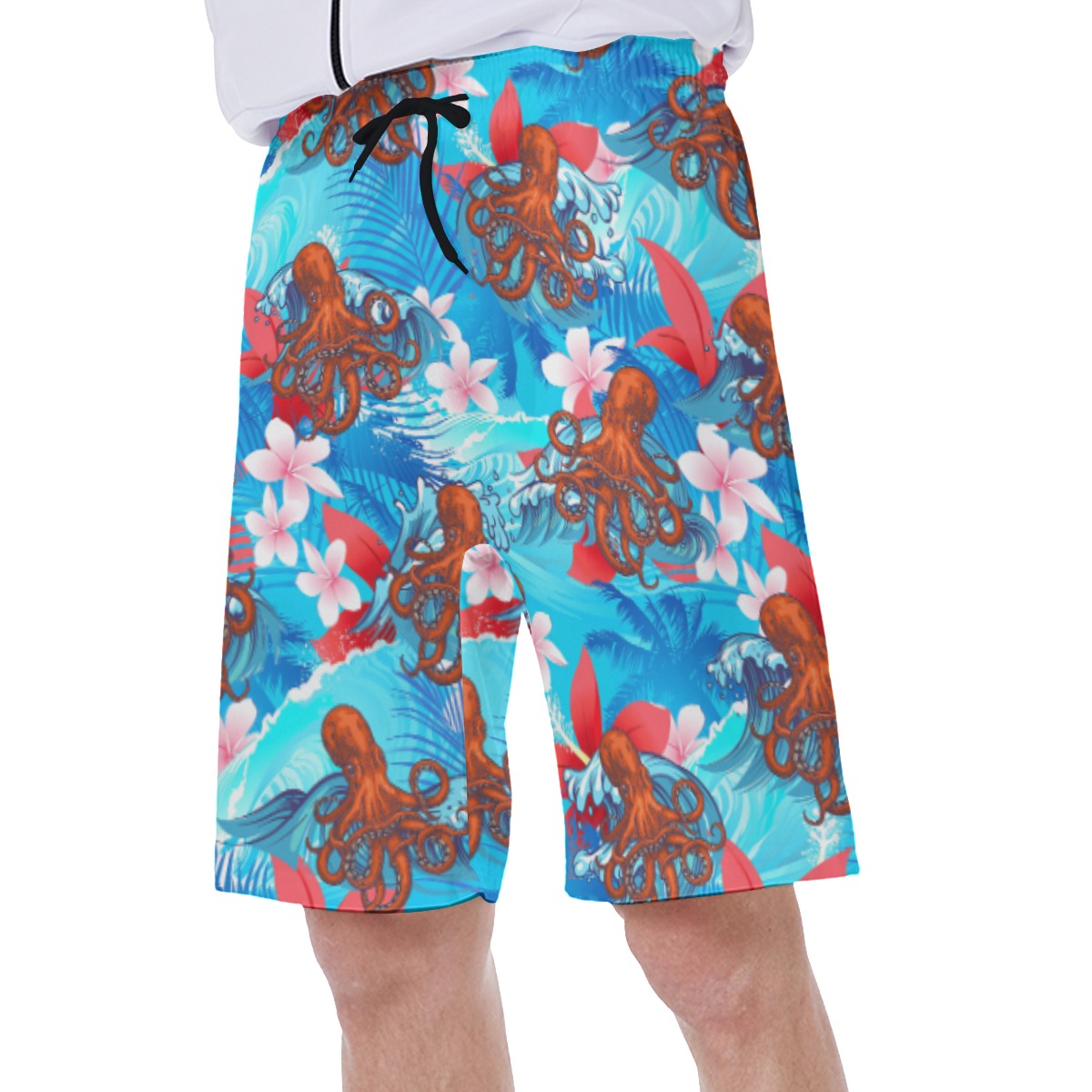 Ocean Octopus Blue Hawaiian Swim Trunks For Men