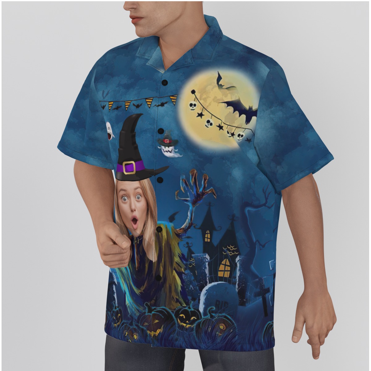 Custom Face Witch Halloween Horror Hawaiian Shirt