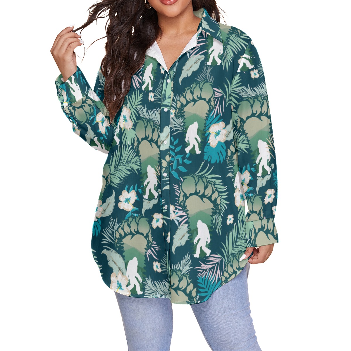 Bigfoot Plus Size Hawaiian Shirt For Women