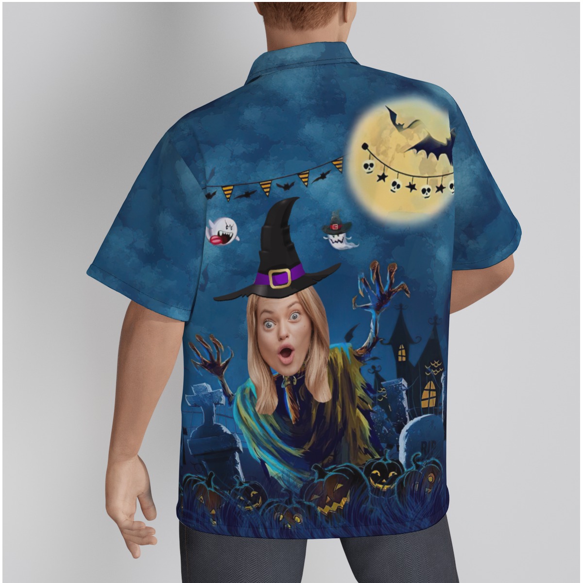 Custom Face Witch Halloween Horror Hawaiian Shirt