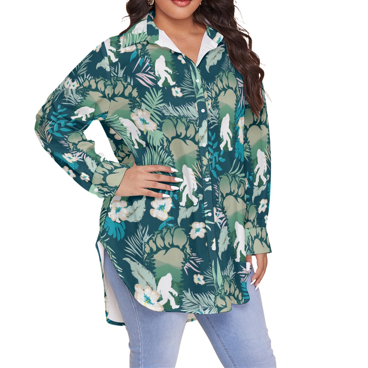Bigfoot Plus Size Hawaiian Shirt For Women