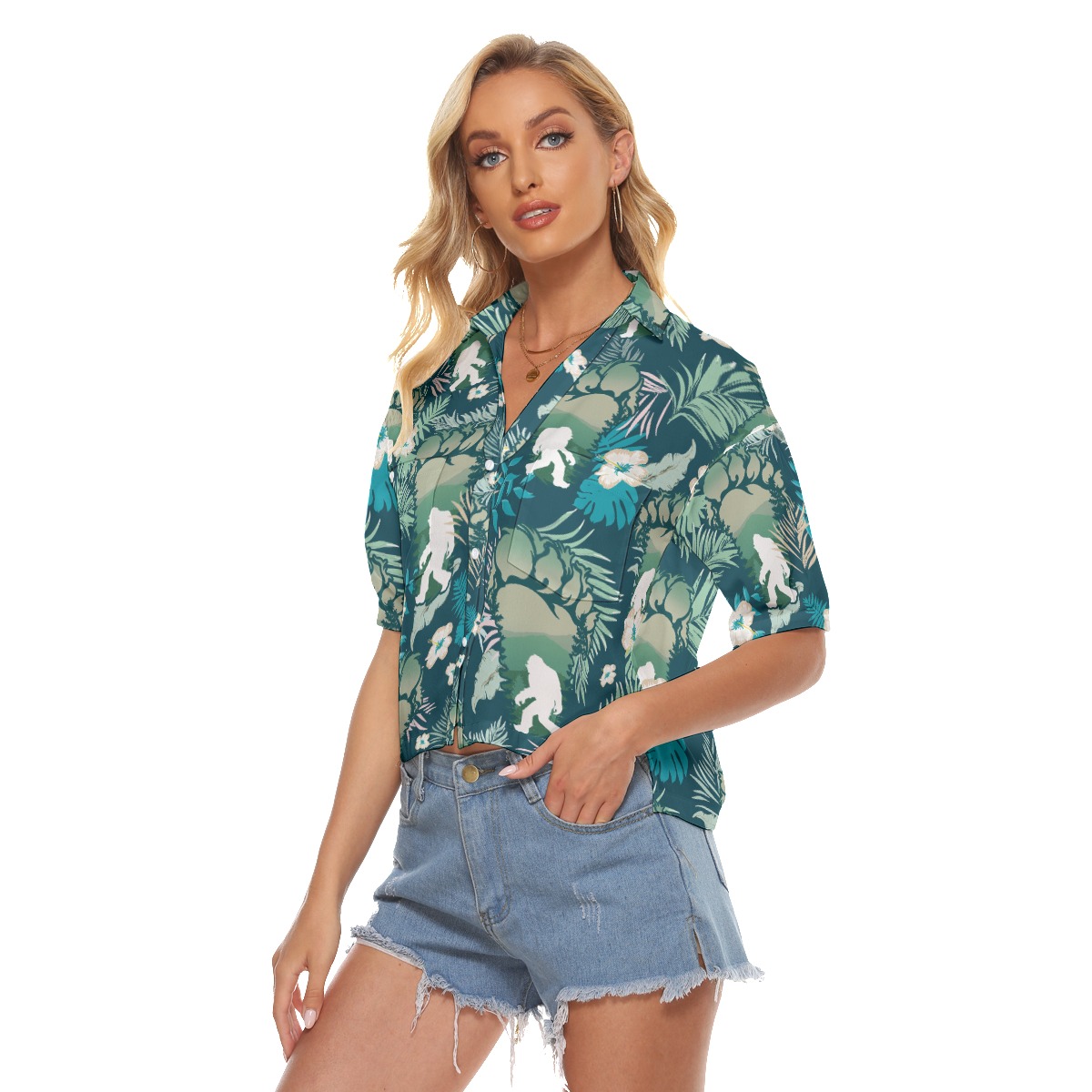 Unique Bigfoot Crop Top Hawaiian Shirt For Men