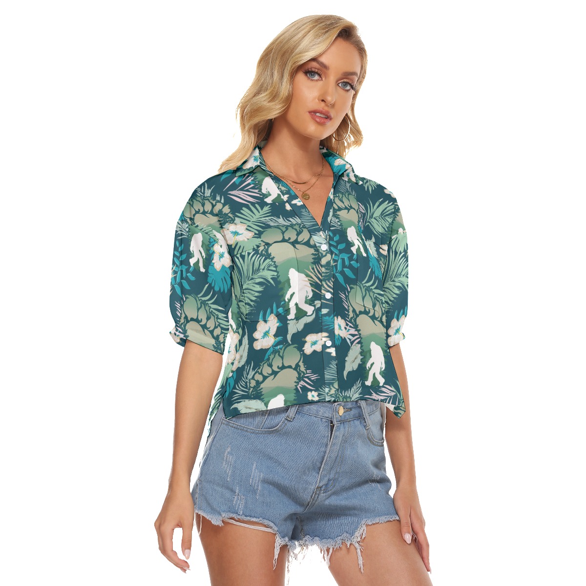 Unique Bigfoot Crop Top Hawaiian Shirt For Men