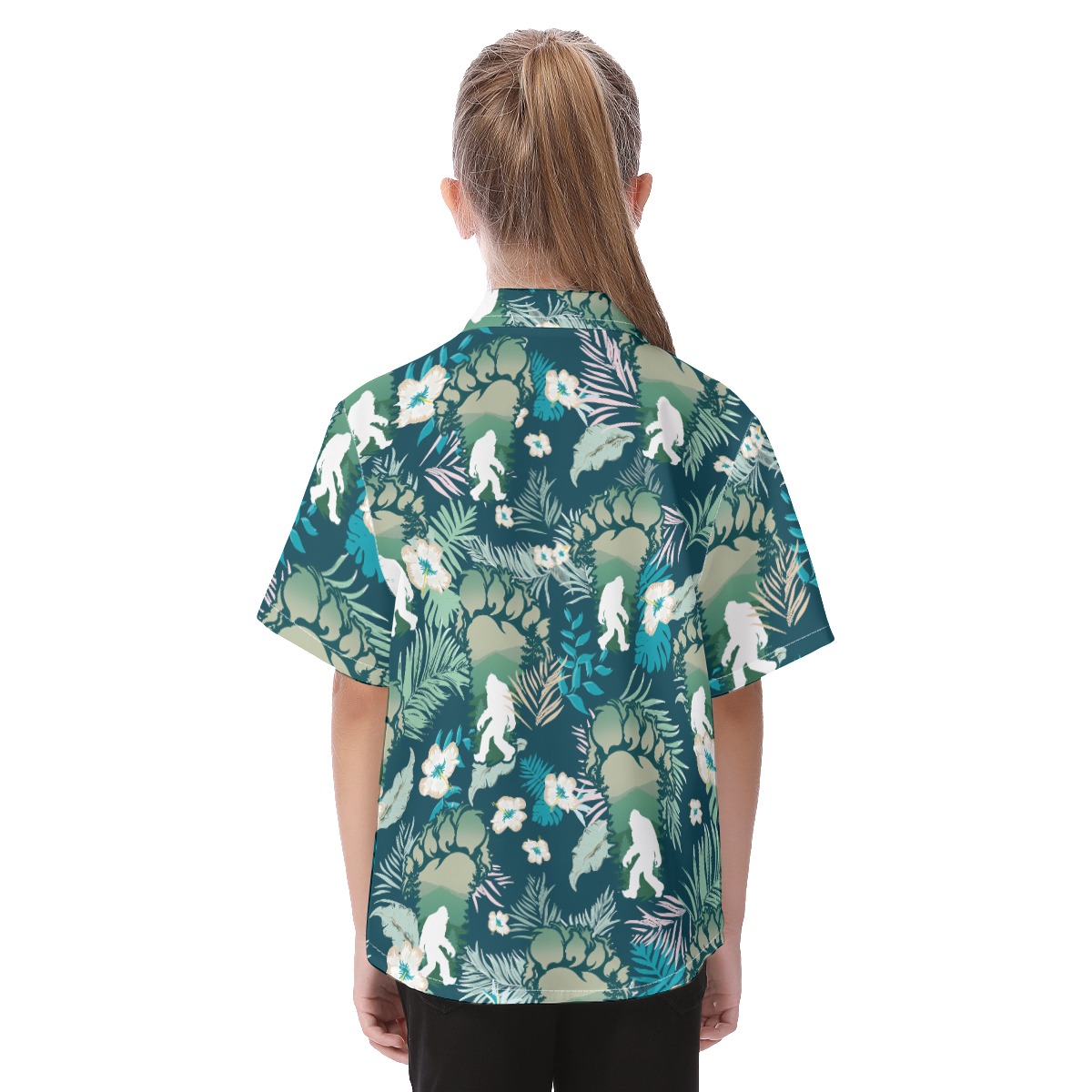 Cute Bigfoot Tropical Aloha Shirt For Kids