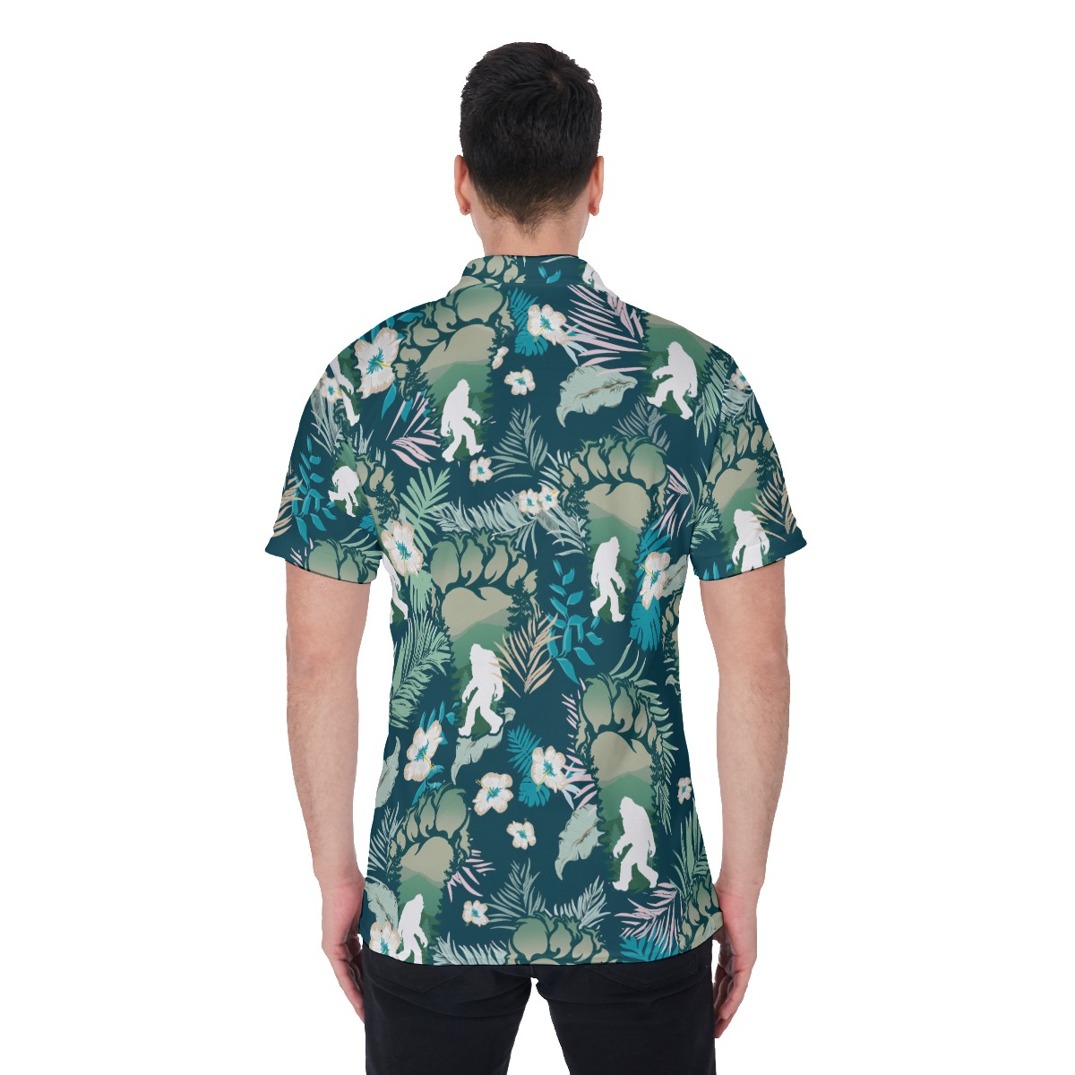 Tropical Bigfoot Hawaiian Polo Shirt For Men