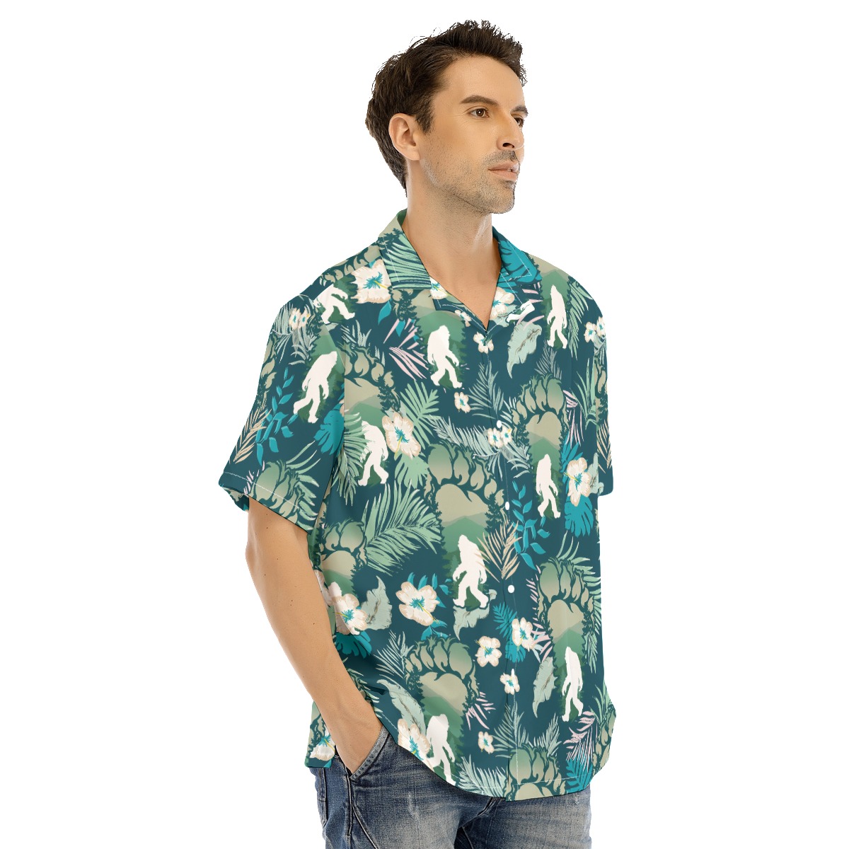 Bigfoot Tropical Shirt For Men Sasquatch Hawaiian Shirt