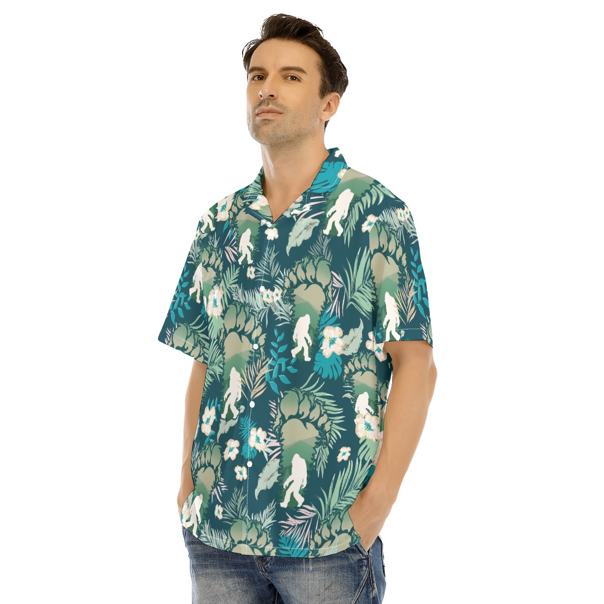 Bigfoot Tropical Shirt For Men Sasquatch Hawaiian Shirt