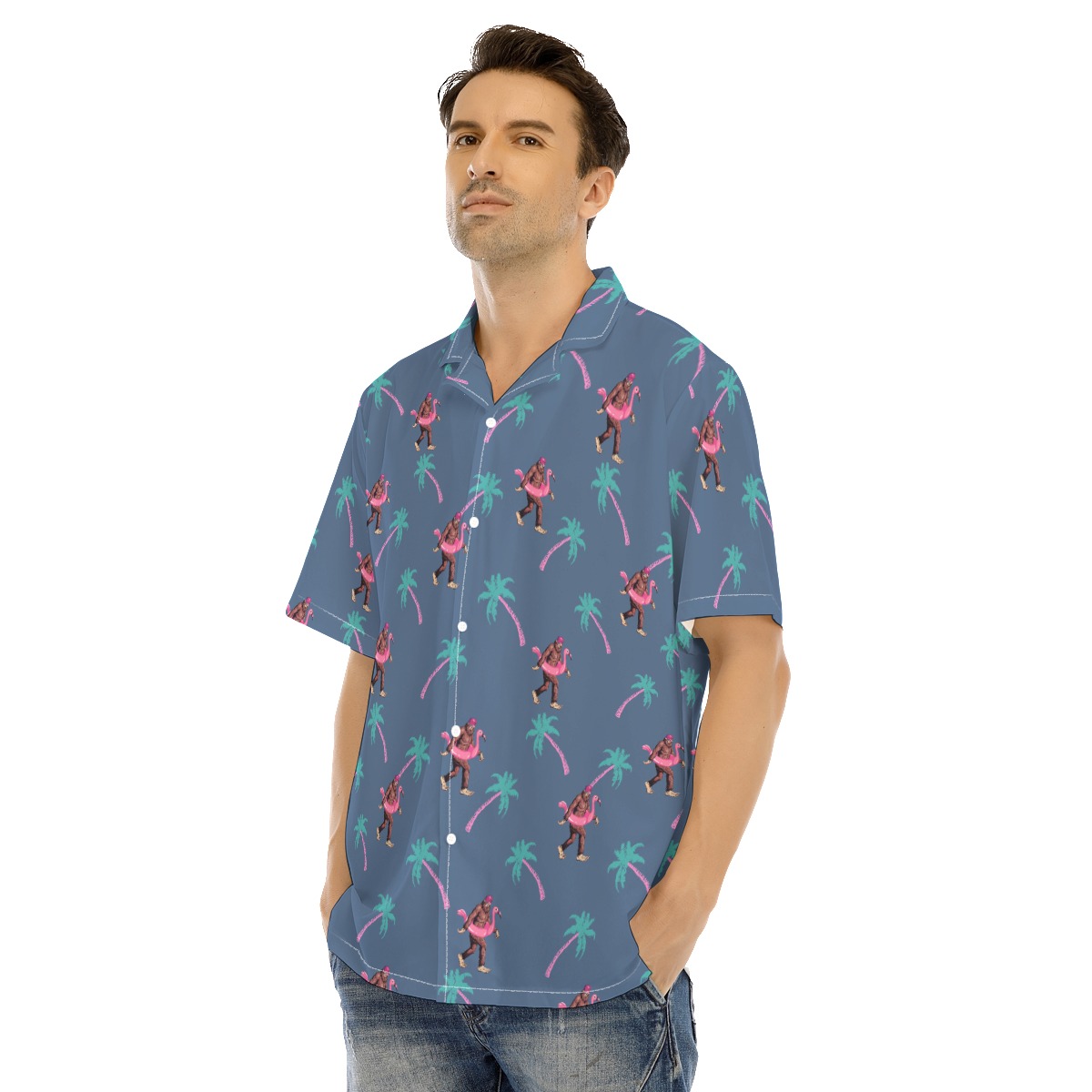 Sasquatch Palm Trees Hawaiian Shirt For Men