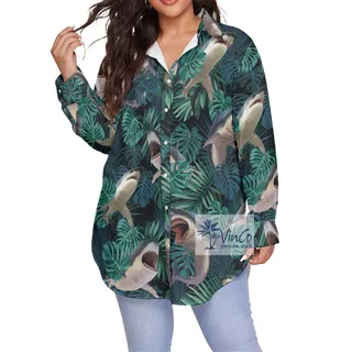 Shark Plus Size Hawaiian Shirt For Women