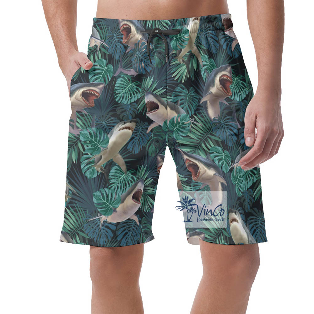 Funny Shark Beach Shorts For Men Summer Vacation - variant image 1