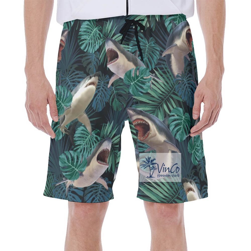 Tropical Shark Hawaiian Swim Trunks For Men - variant image 1