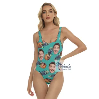 Cool Pineapple Custom Face Hawaiian Swimsuit For Women