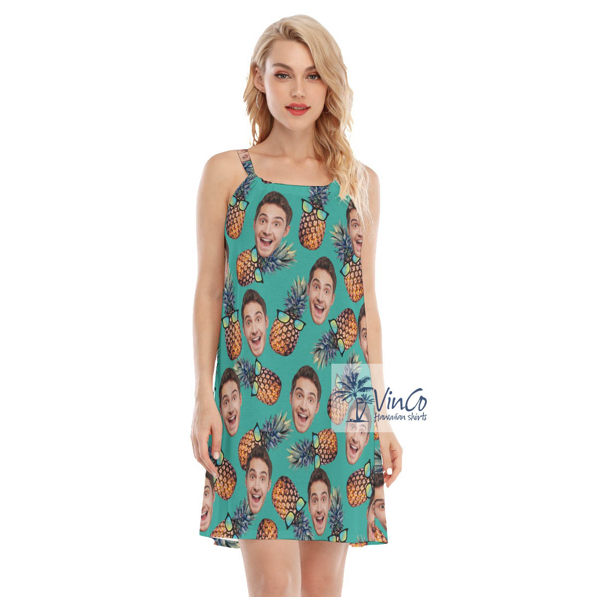 Sun Glasses Pineapple Custom Face Hawaiian Dress For Women - variant image 1