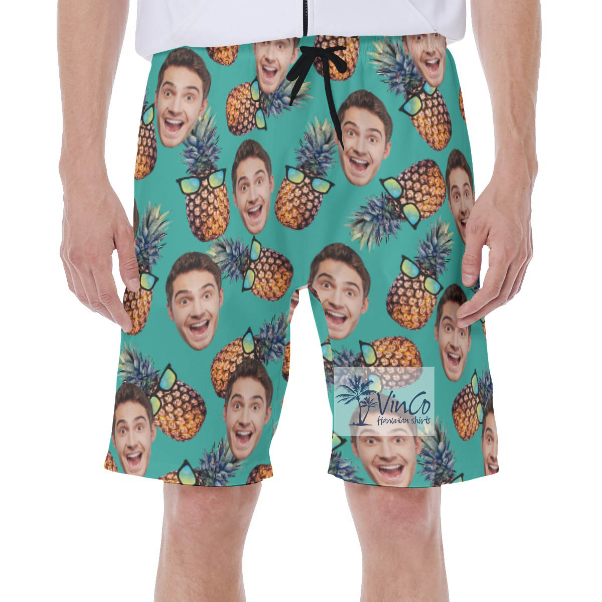 Funny Pineapple Sun Glasses Custom Face Hawaiian Swim Trunks For Men - variant image 1