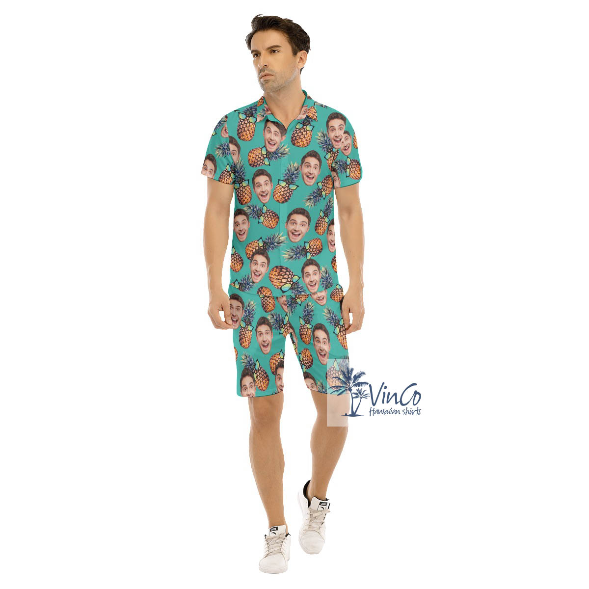 Funny Sun Glasses Pineapple Hawaiian Shirt And Shorts With Custom Face - variant image 1