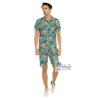 Funny Sun Glasses Pineapple Hawaiian Shirt And Shorts With Custom Face