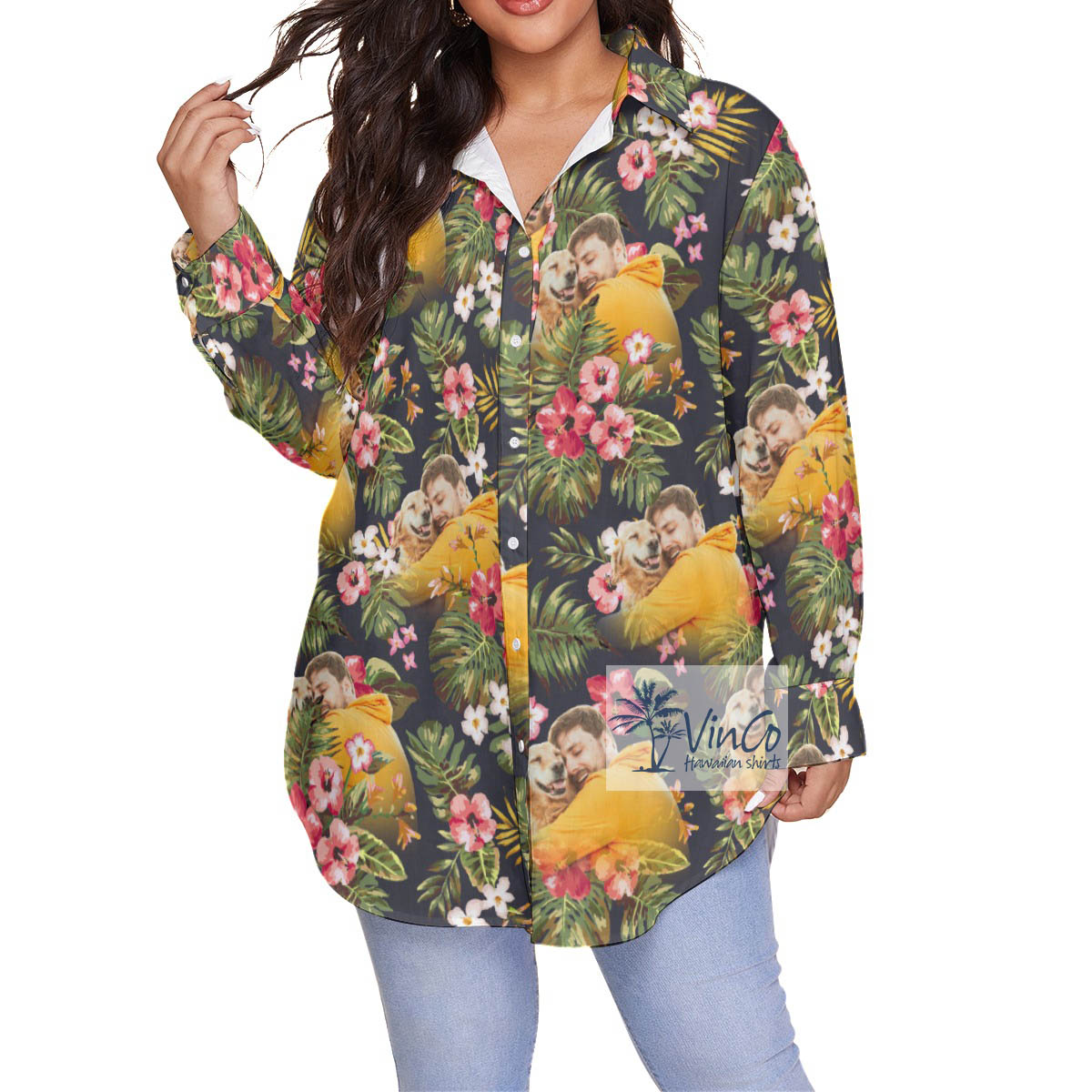 Custom Tropical Hawaiian Blouse Shirt With Photo - variant image 1