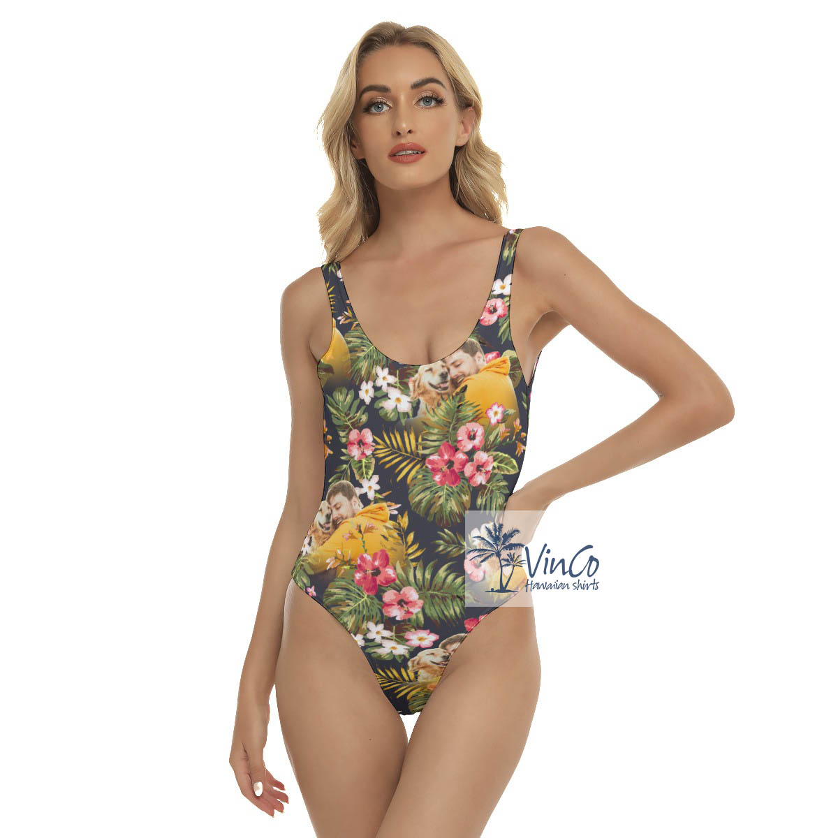 Custom Photo Floral Hawaiian Swimsuit For Women - variant image 1