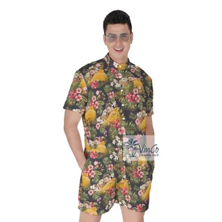 Funny Custom Photo Floral Men's Hawaiian Romper