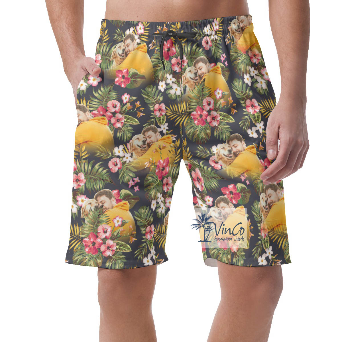 Floral Hawaiian Summer Beach Shorts With Custom Photo - variant image 1