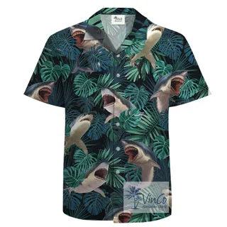 Cotton Shark Hawaiian Shirt For Men