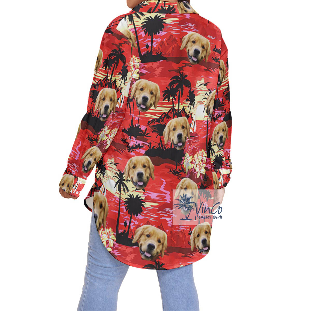 Funny Custom Tropical Beach Hawaiian Plus Size Shirt With Dog Face