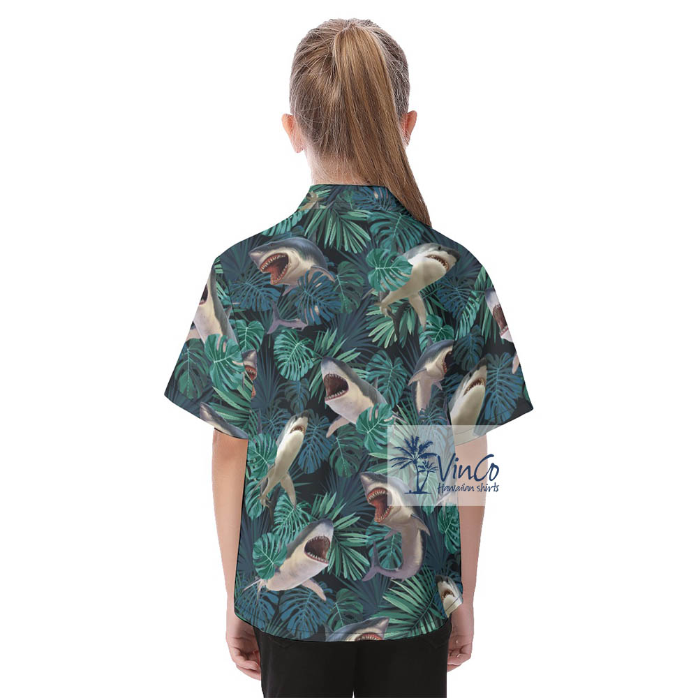 Kid's Shark Print Aloha Shirt