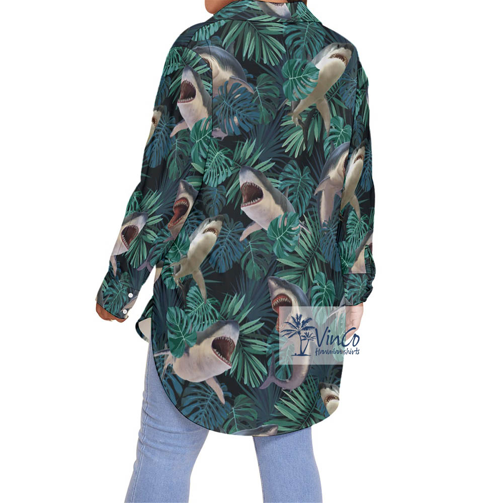 Shark Plus Size Hawaiian Shirt For Women