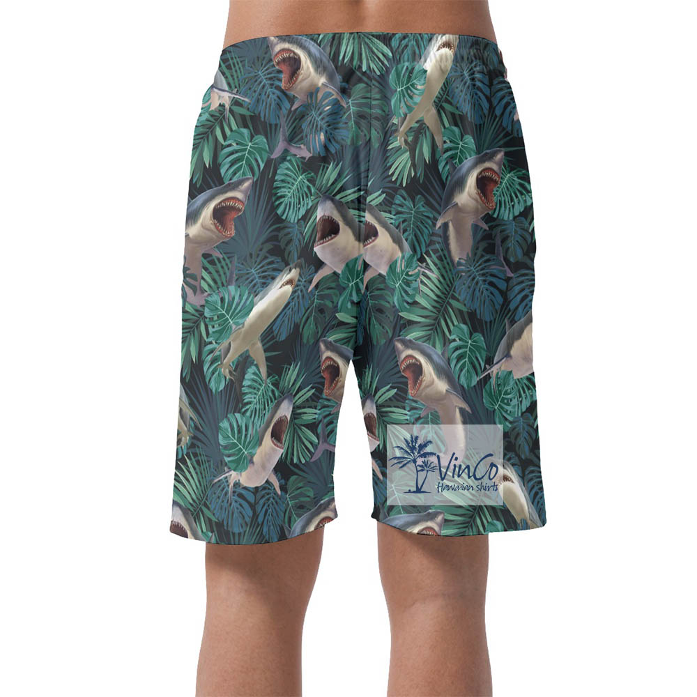 Funny Shark Beach Shorts For Men Summer Vacation