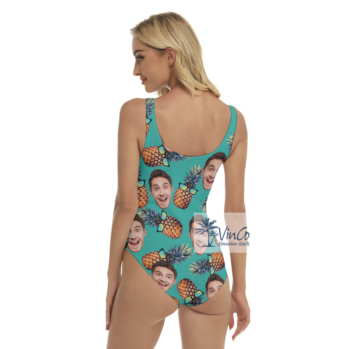 Cool Pineapple Custom Face Hawaiian Swimsuit For Women
