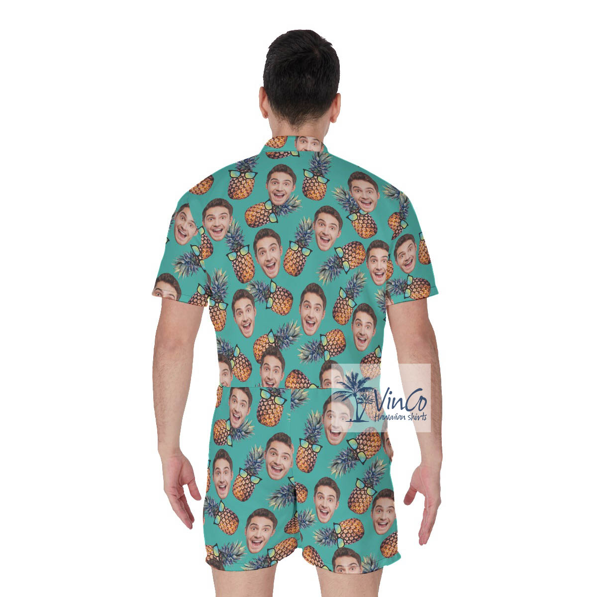 Cool Pineapple Custom Face Men's Hawaiian Romper