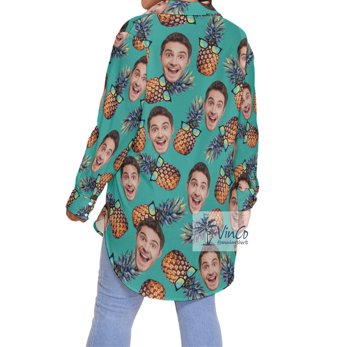 Funny Pineapple Sun Glasses Hawaiian Plus Size Shirt With Custom Face