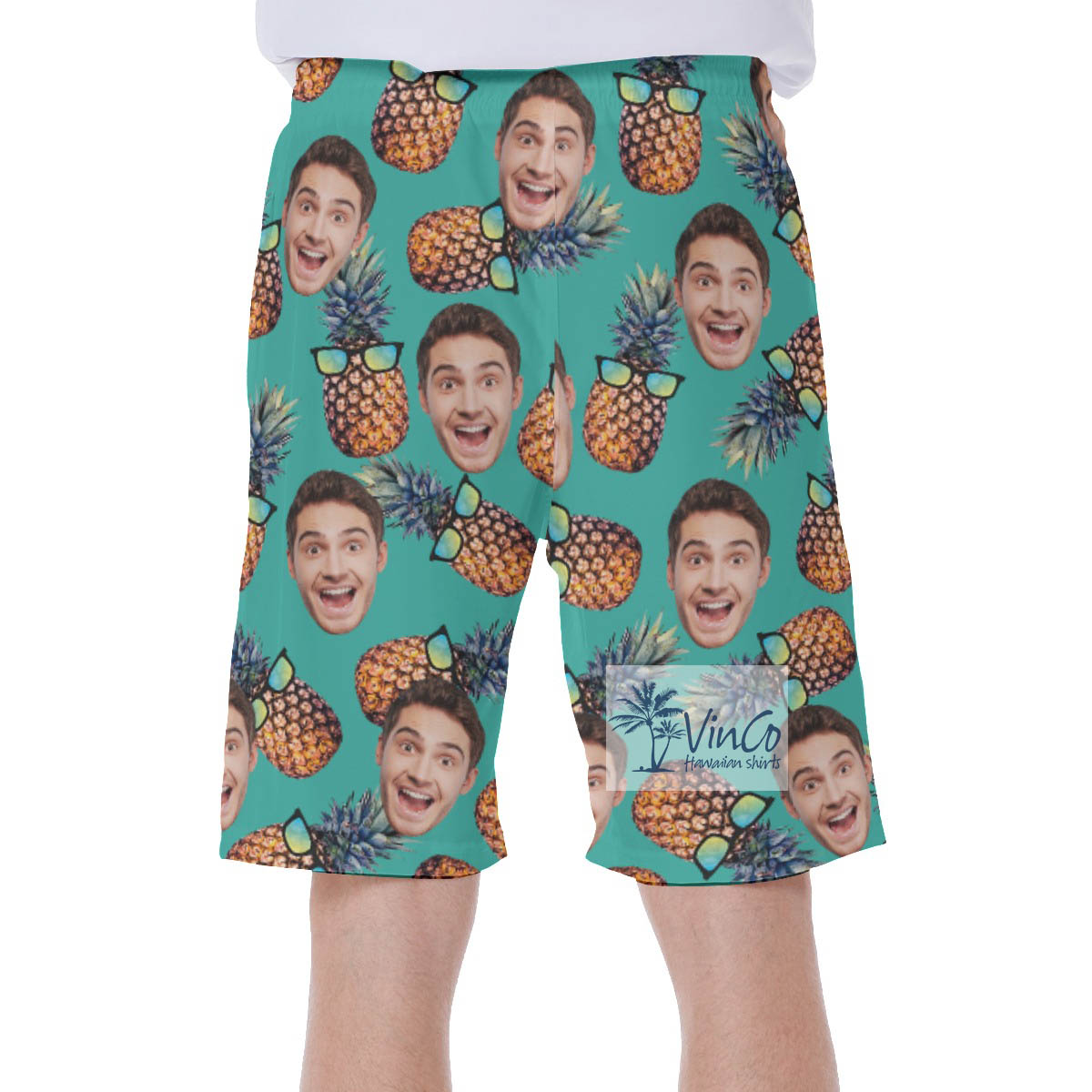Funny Pineapple Sun Glasses Custom Face Hawaiian Swim Trunks For Men