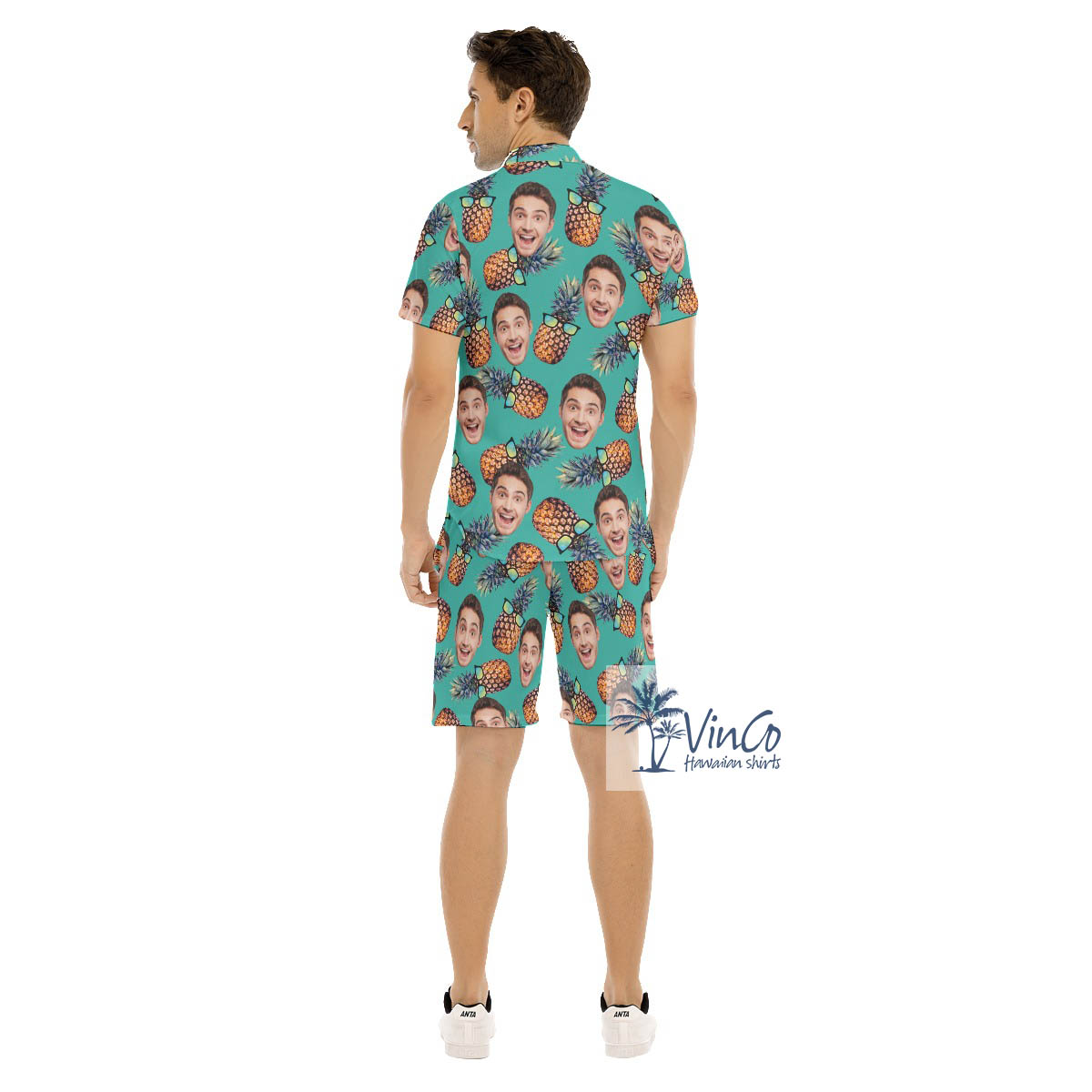 Funny Sun Glasses Pineapple Hawaiian Shirt And Shorts With Custom Face