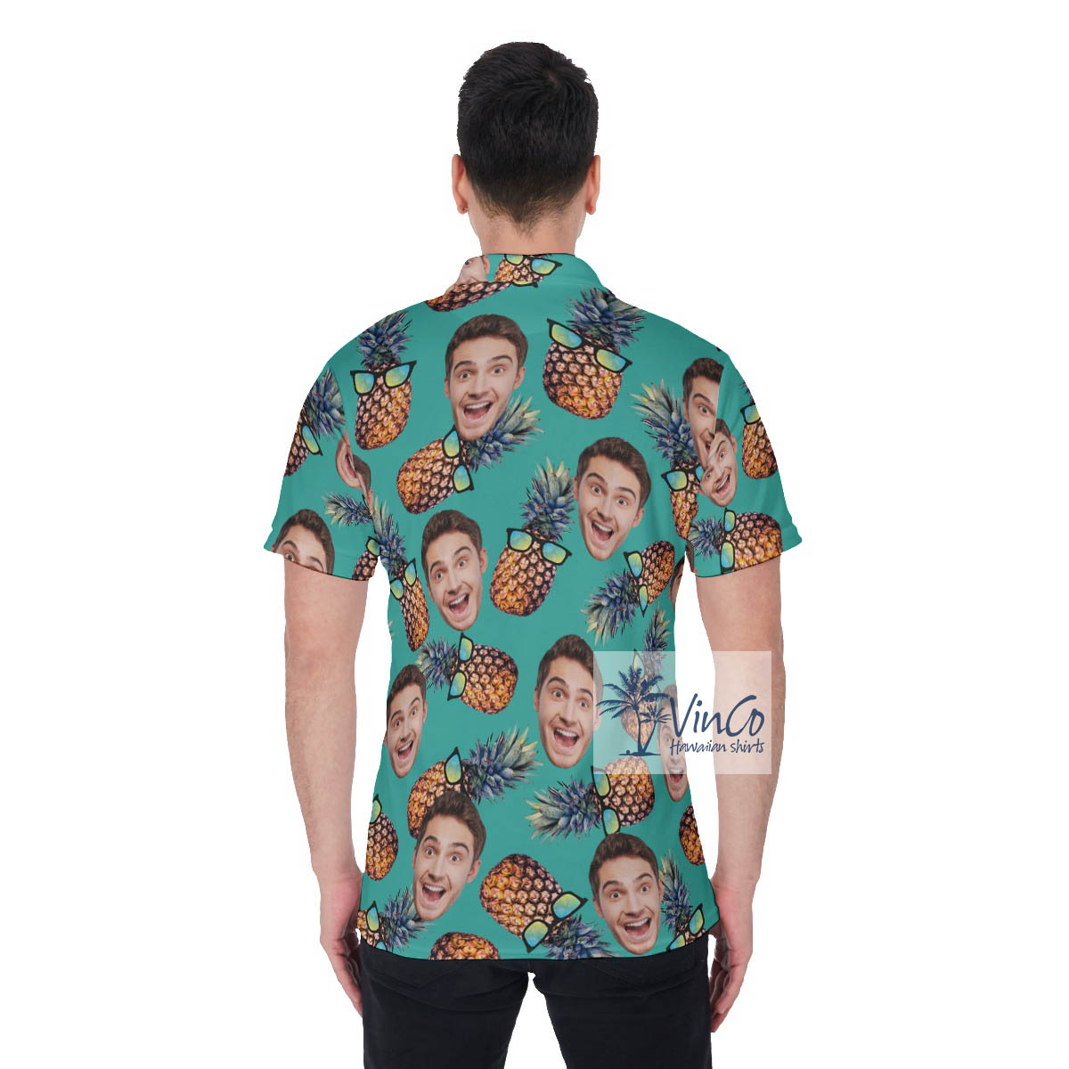 Funny Custom Face Pineapple Hawaiian Golf Shirt