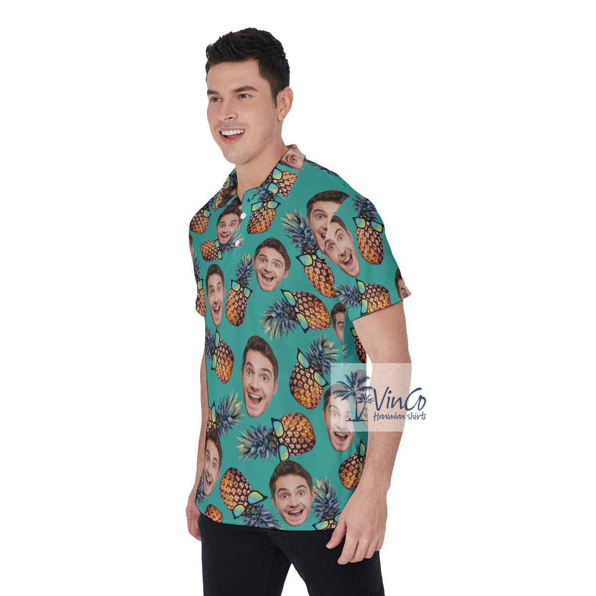 Funny Custom Face Pineapple Hawaiian Golf Shirt