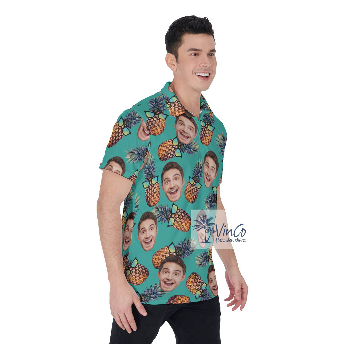 Funny Custom Face Pineapple Hawaiian Golf Shirt