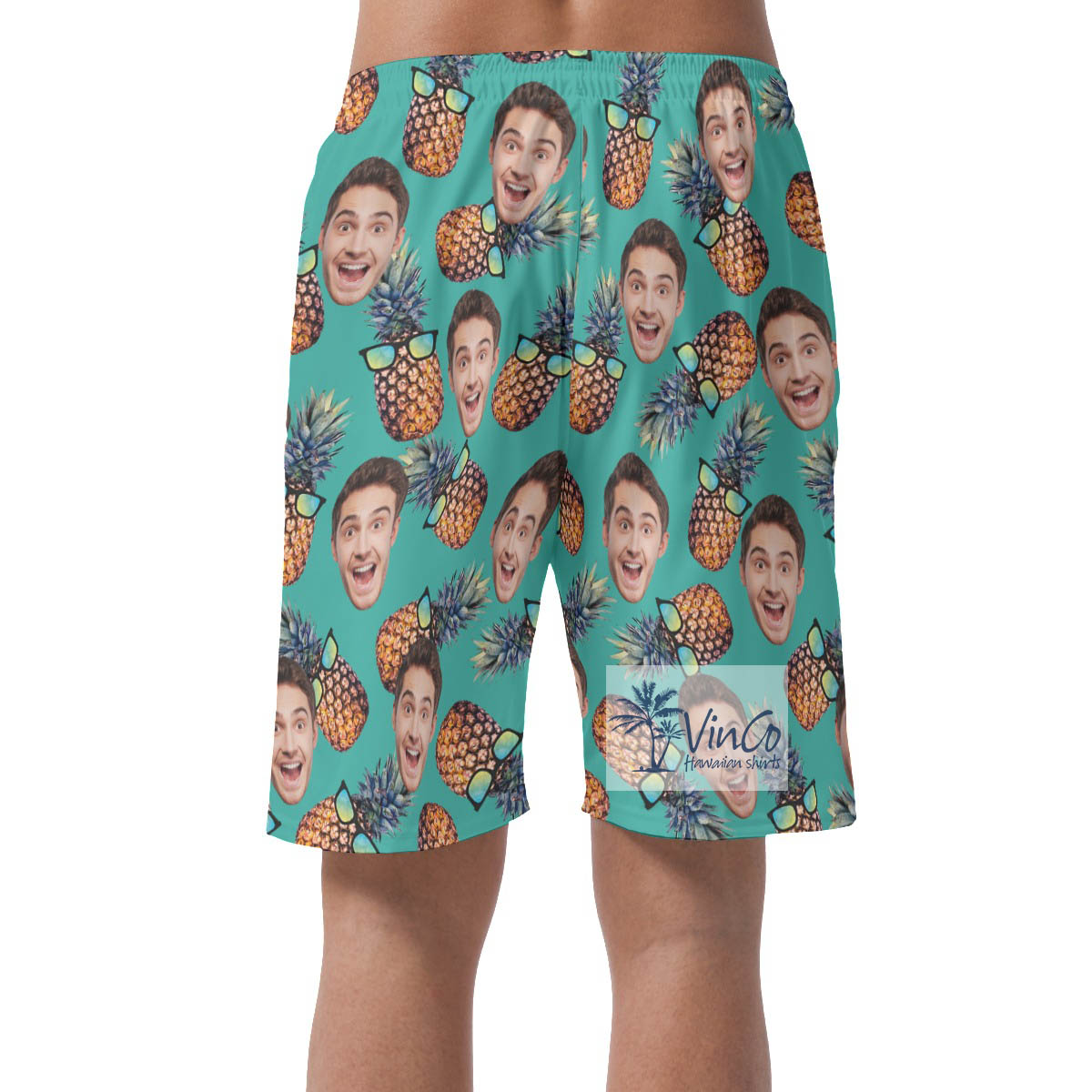 Cool Pineapple Custom Face Hawaiian Summer Shorts For Men