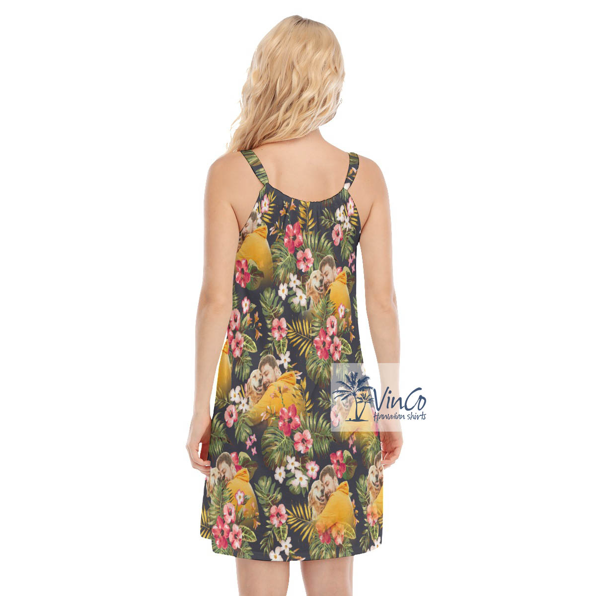 Floral Hawaiian Cami Dress With Custom Photo