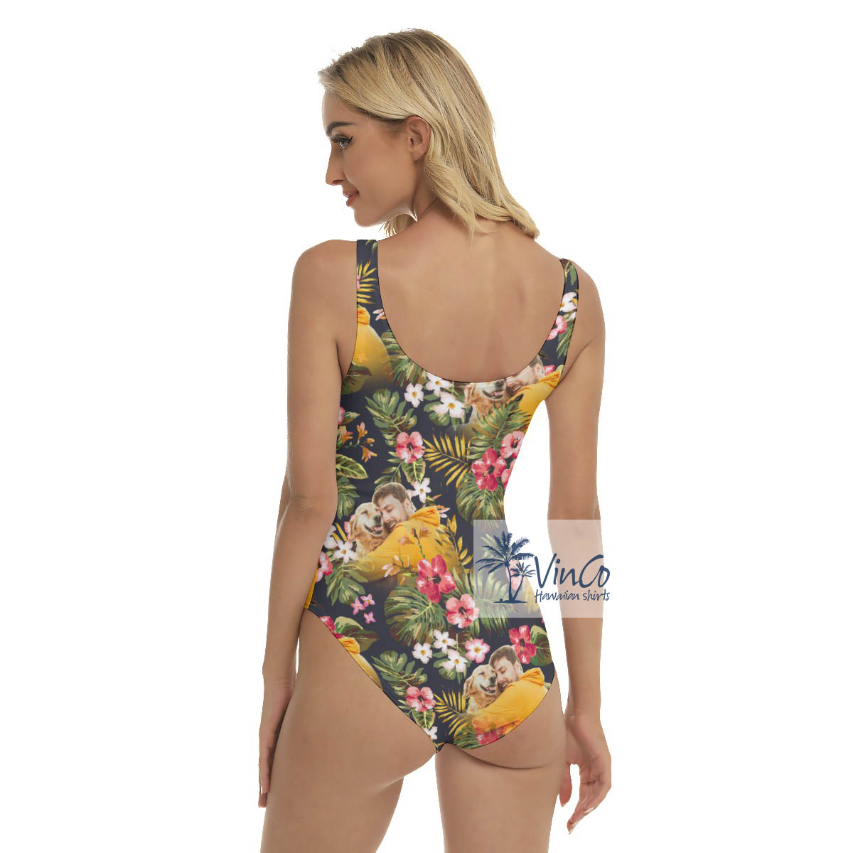 Custom Photo Floral Hawaiian Swimsuit For Women