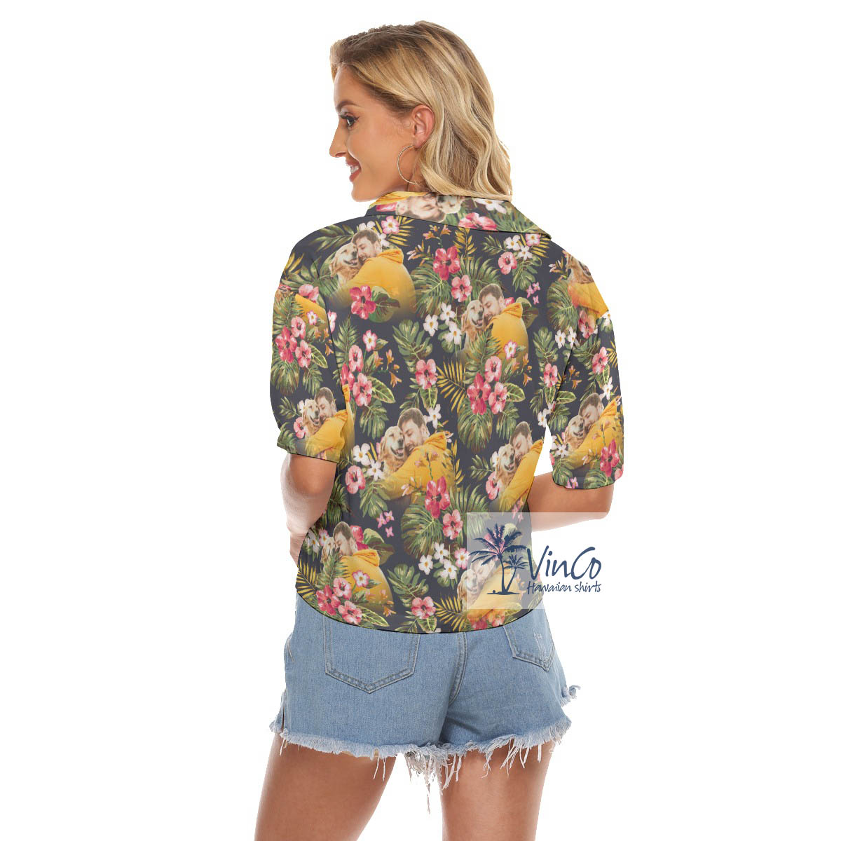 Funny Tropical Hibiscus Hawaiian Crop Top Shirt With Custom Photo