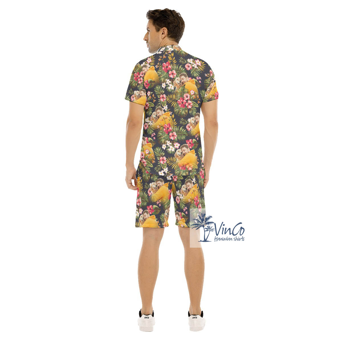 Custom Photo Floral Hawaiian Shirt And Matching Shorts For Men