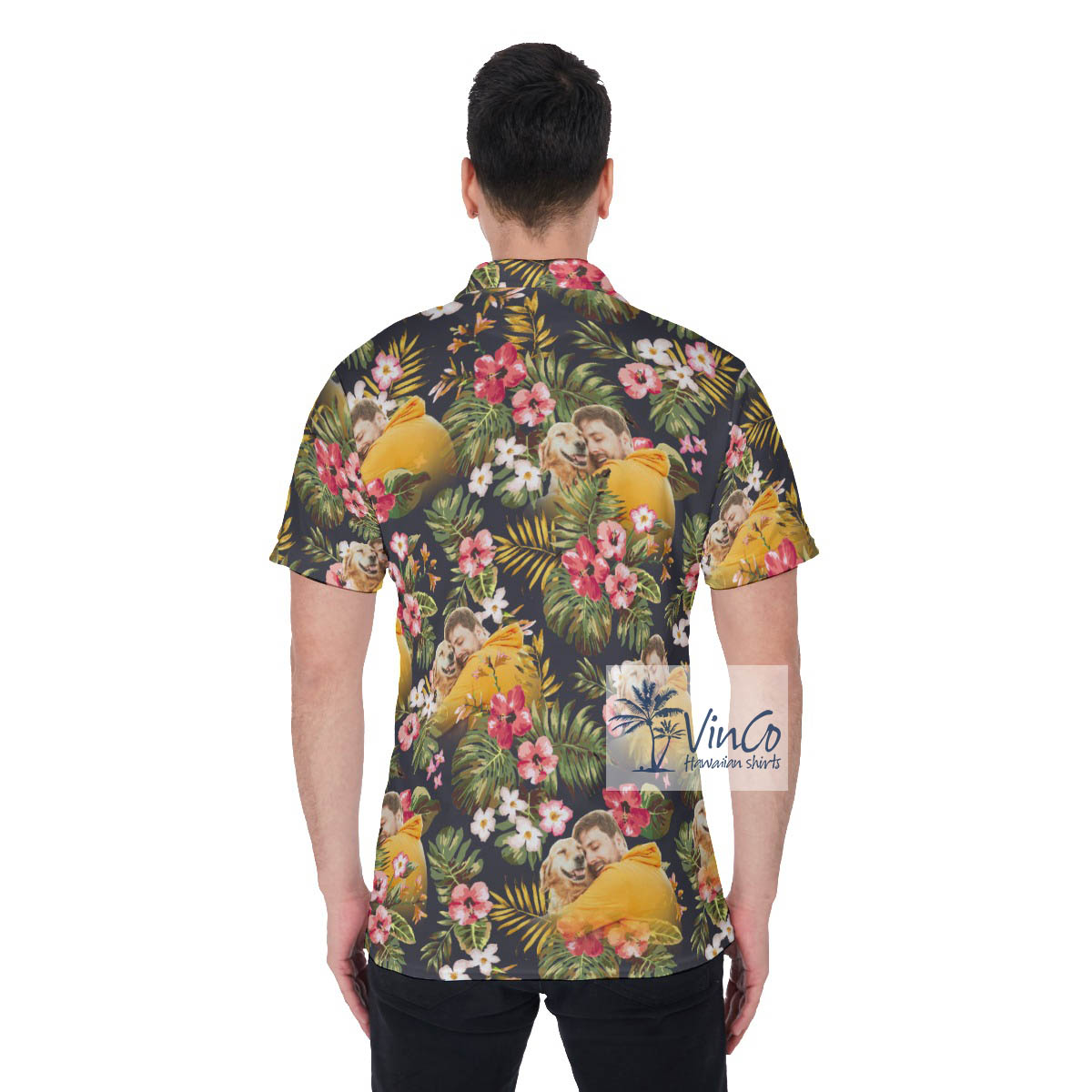 Funny Custom Photo Floral Hawaiian Polo Shirt