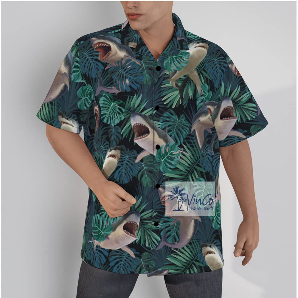 Cotton Shark Hawaiian Shirt For Men