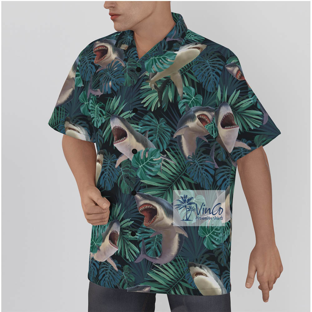 Cotton Shark Hawaiian Shirt For Men