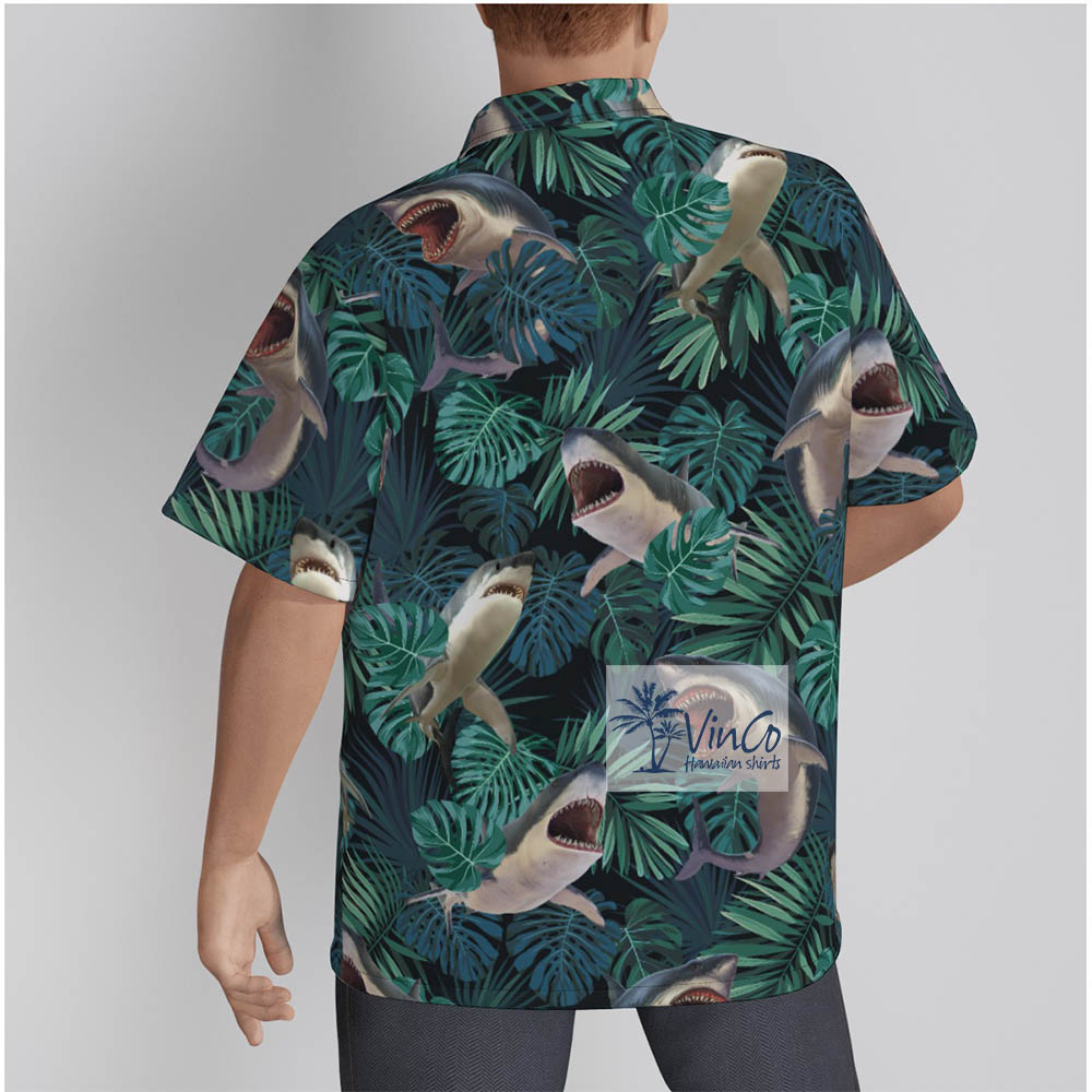 Cotton Shark Hawaiian Shirt For Men