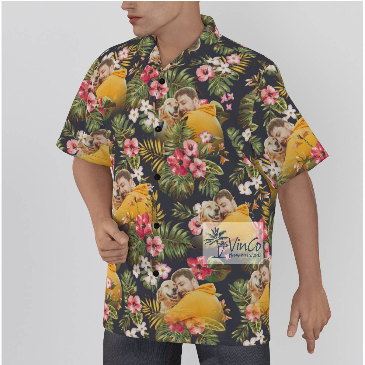 Custom Photo Floral Hawaiian Shirt