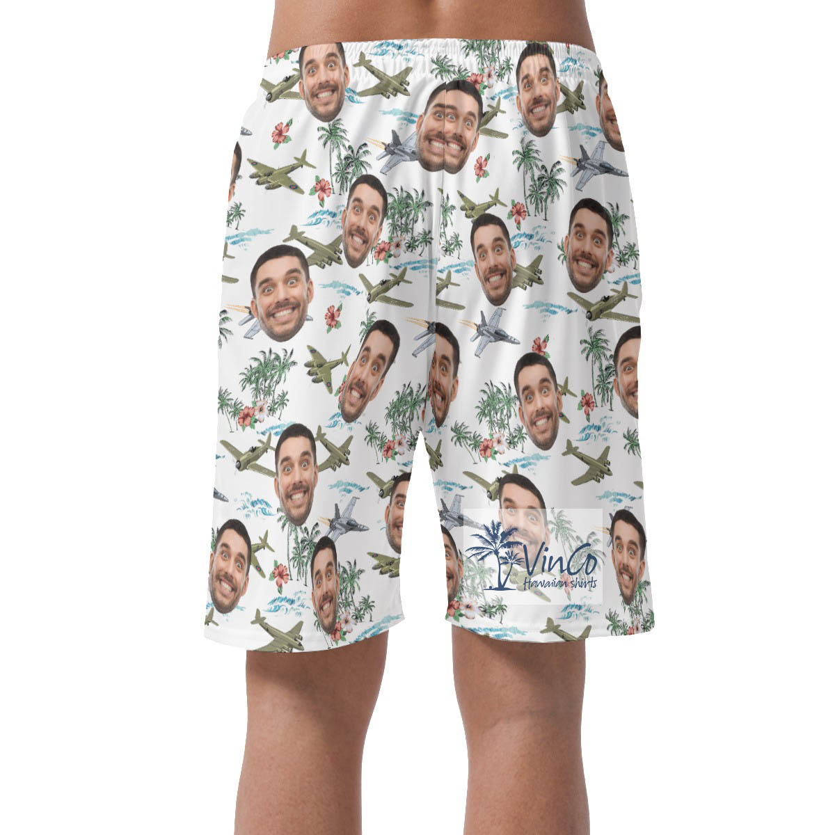 Fighter Plane Custom Face Hawaiian Summer Shorts For Men