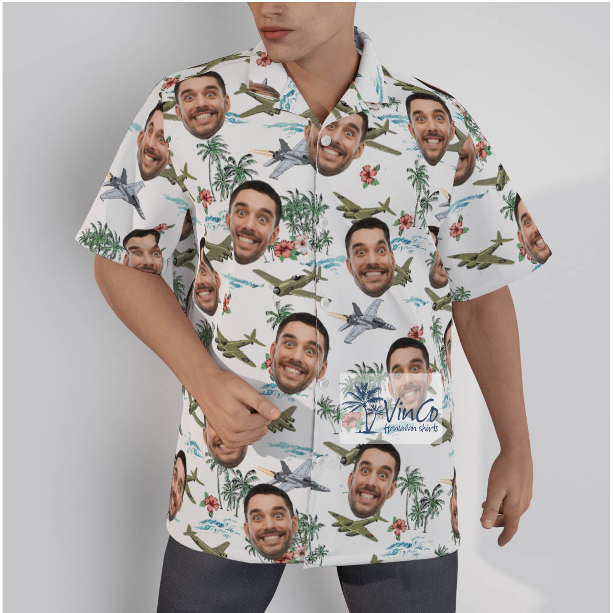 Custom Face Airplanes Tropical Hawaiian Shirt - variant image 1