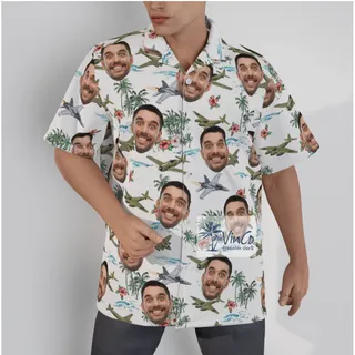 Custom Face Airplanes Tropical Hawaiian Shirt